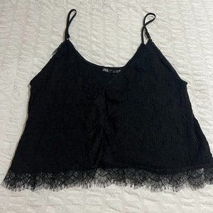 Zara Black Lacey Cropped top - Size M - NWT